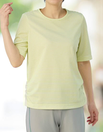 フィットネス吸汗速乾ボーダーＴシャツ, , main